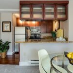 white and beige marble-top table